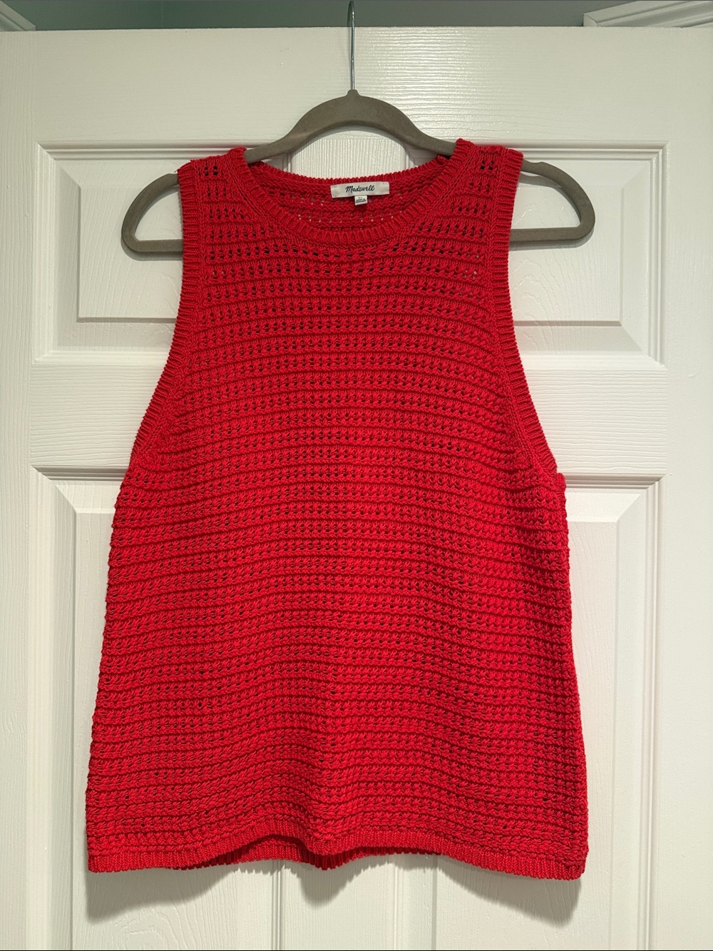 Madewell Bright Red Crochet Knit Tank